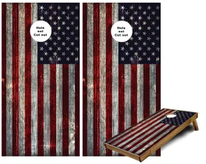 American Flag Weathered look Cornhole Wraps