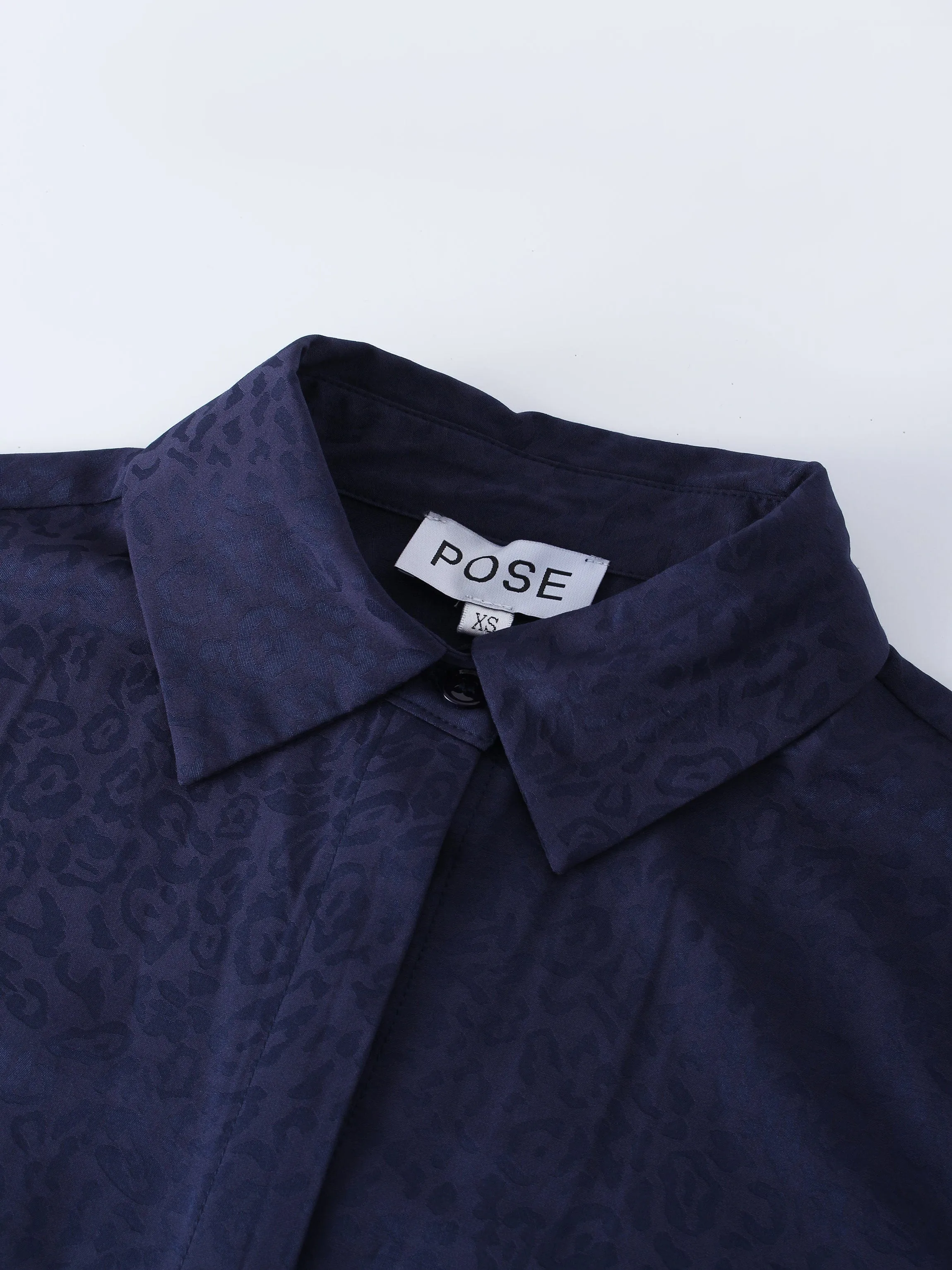 Basic Belted A-Line Dress-Navy