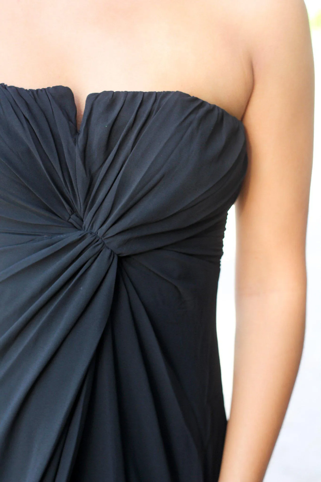 Black Strapless Maxi Dress with Knot