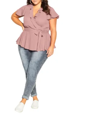 Brenna Frills Wrap Top | Rose
