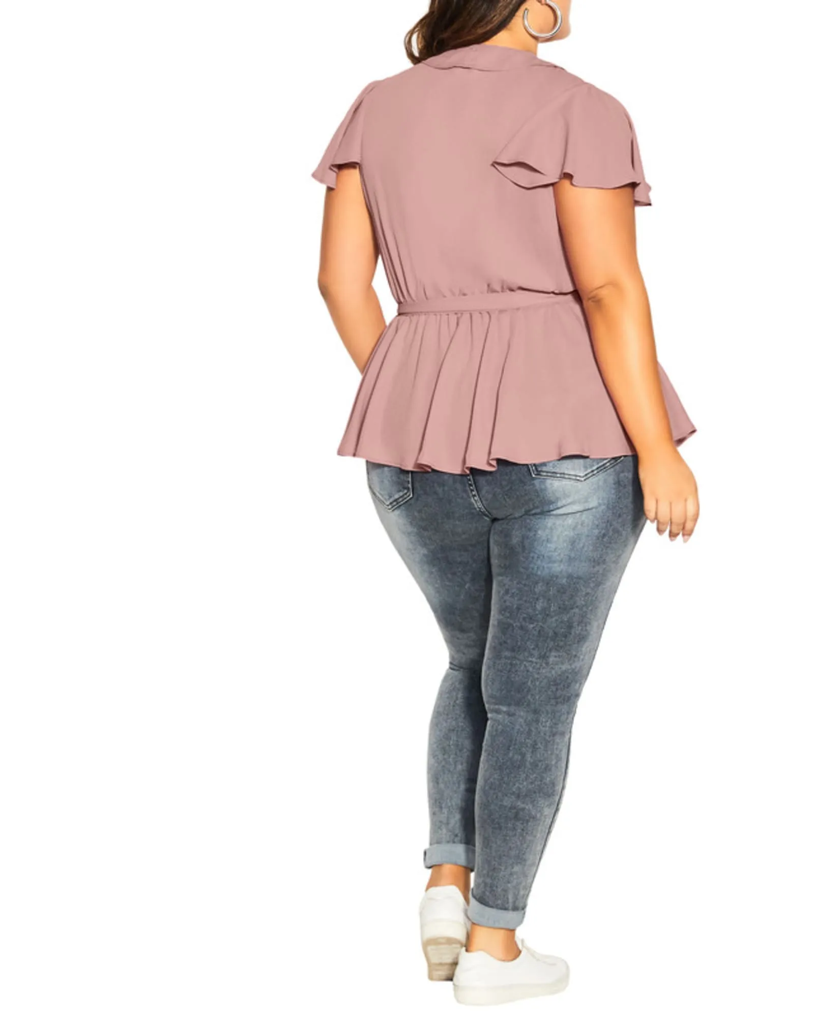 Brenna Frills Wrap Top | Rose