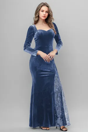 Chic Patchwork Sequin Lace Sweetheart Velvet Bridesmaid Dresses