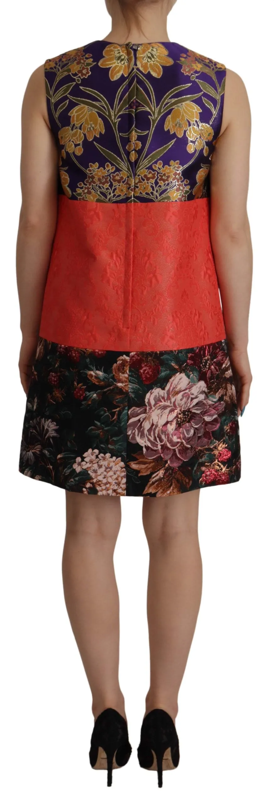Dolce & Gabbana Multicolor Jacquard Shift Polyester Dress
