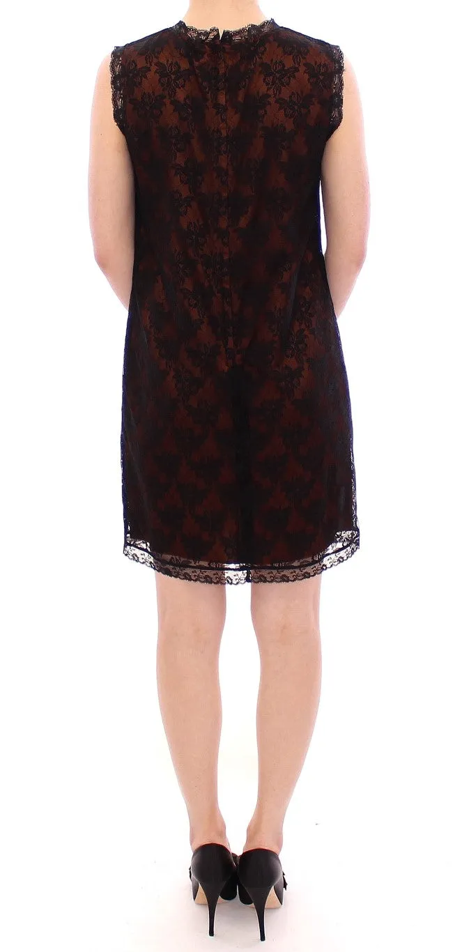 Dolce & Gabbana Orange floral lace shift dress