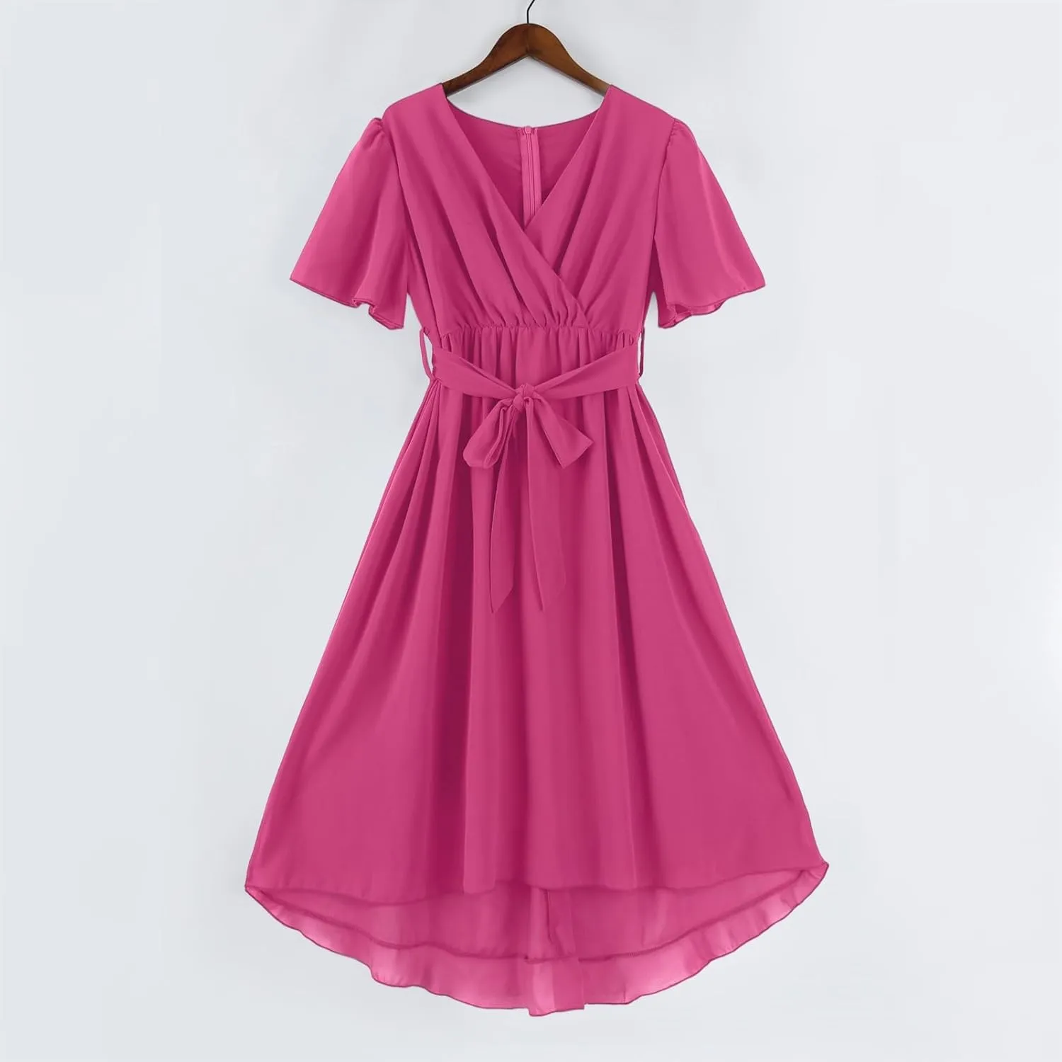 Floral Midi Cocktail Dresses for Women 2025 Elegant Classy Summer Casual Flowy Sexy Deep V Neck Belted Wrap Dress