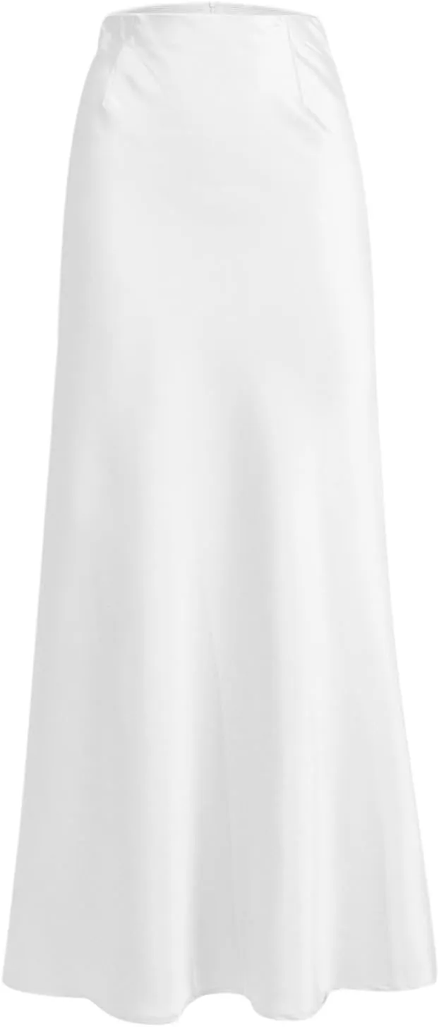 Formal Skirts for Women High Waisted Satin Mermaid Hem Floor Length Dress Skirt with Elegant Draping Adjustable Waist