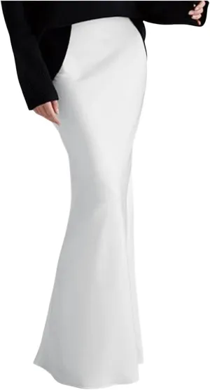 Formal Skirts for Women High Waisted Satin Mermaid Hem Floor Length Dress Skirt with Elegant Draping Adjustable Waist