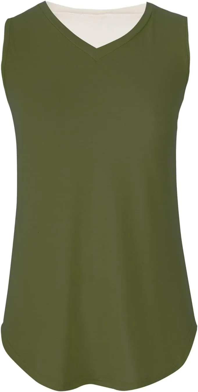 Generic Tank Tops for Women 2024 Summer V Neck Sleeveless Basic Tanks Loose Fit Flowy Shirts Casual Vacation Beach Blouses