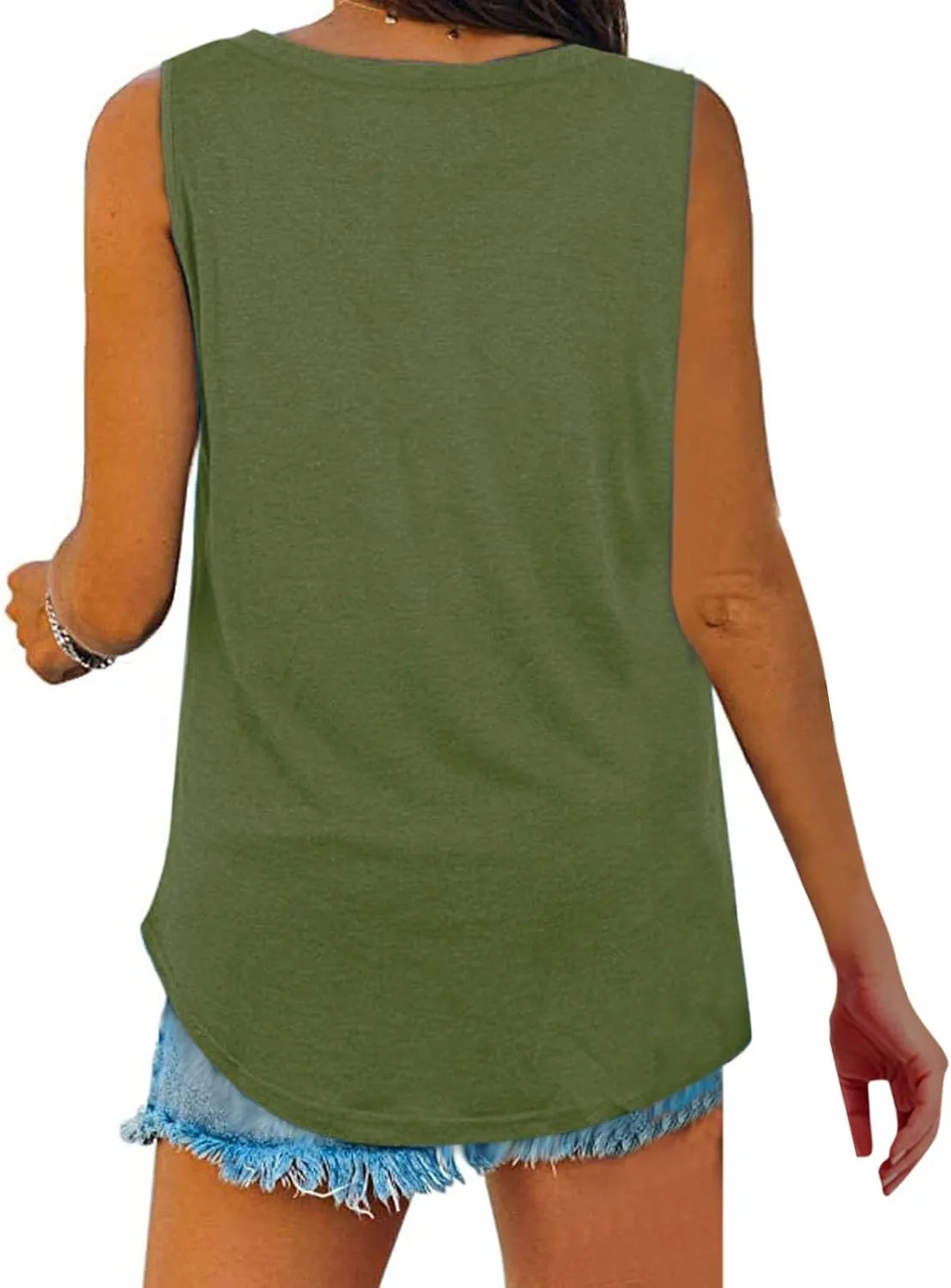 Generic Tank Tops for Women 2024 Summer V Neck Sleeveless Basic Tanks Loose Fit Flowy Shirts Casual Vacation Beach Blouses