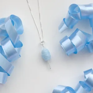 Glass Cotton Candy Necklace in Blue by Emma Gerard