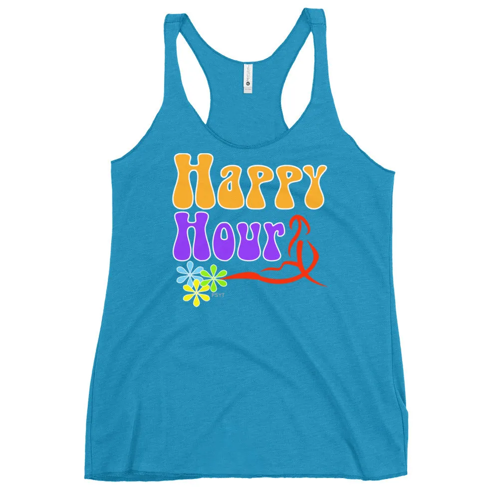 Happy Hour Retro Groovy Racerback Tank Top