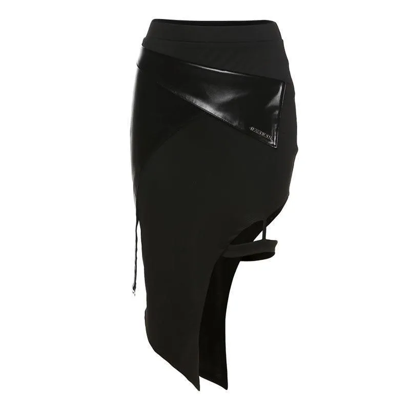 High Rise  Asymmetrical Midi Skirt