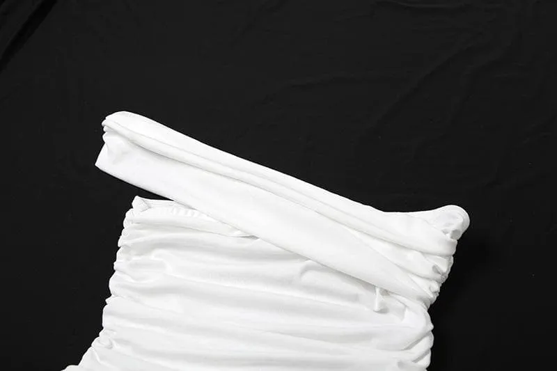 Irregular off shoulder ruched solid top