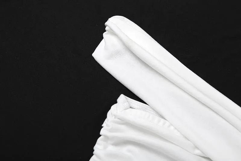 Irregular off shoulder ruched solid top