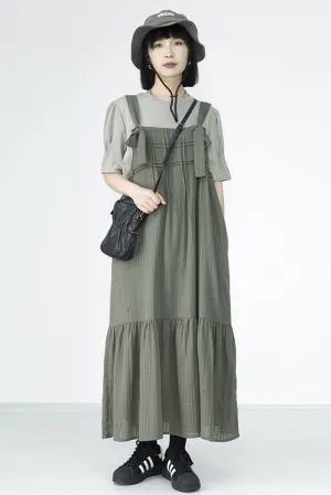 Mint Mambo Pleated Strap Dress Lazy Style Japanese Niche Design