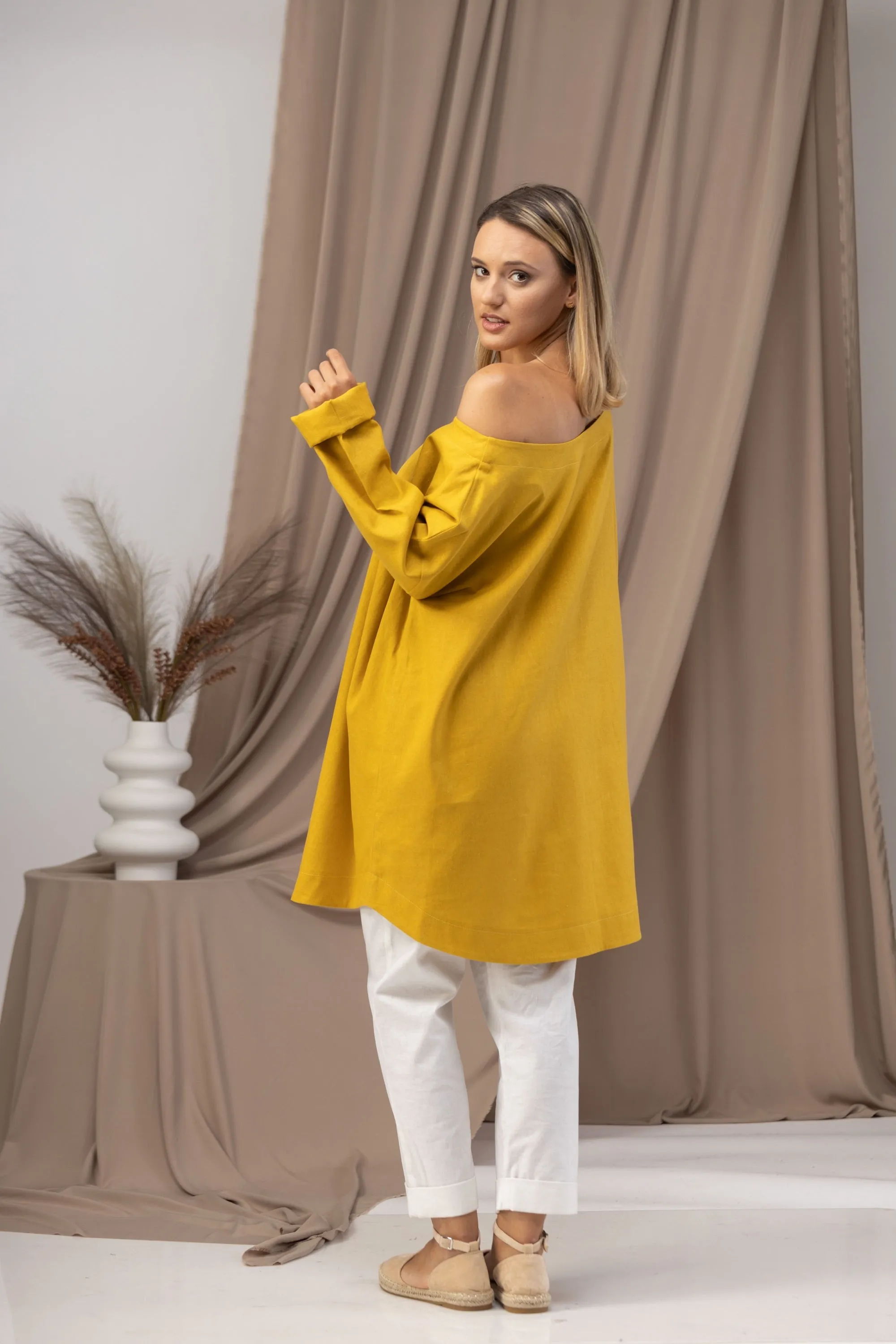 Off Shoulder Linen Tunic