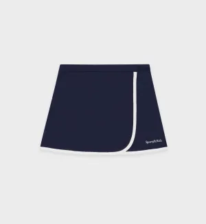 Serif Logo Wrap Skirt - Navy/White