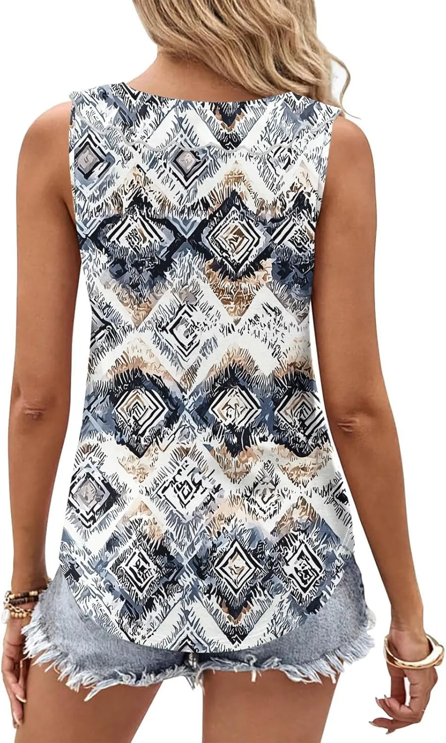 Summer Tank Tops for Women 2025 Fashion Printed V Neck Sleeveless Shirt Soft Comfy Trendy Beach Casual Dressy Outfits
