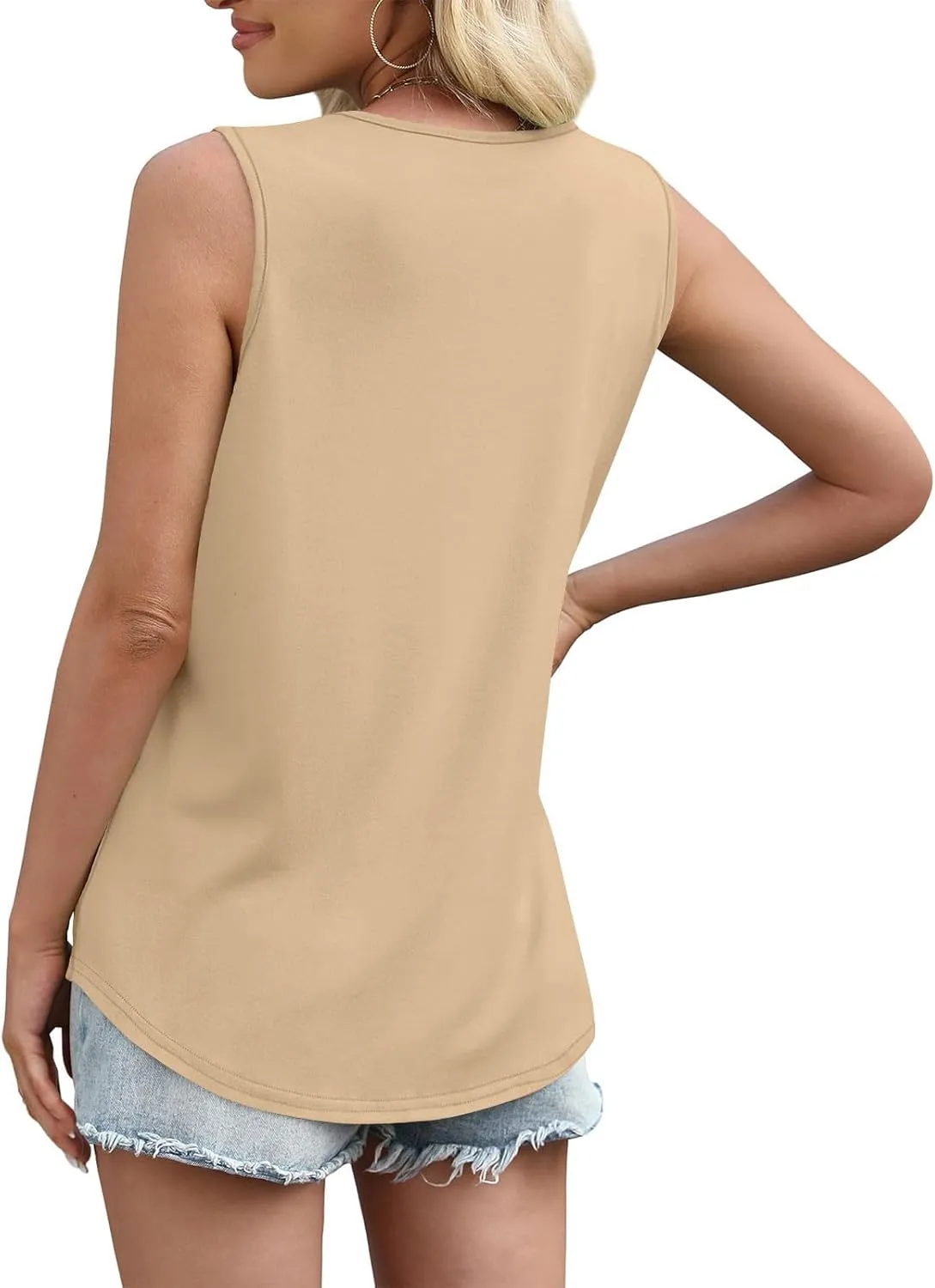 Summer Tank Tops for Women Square Neck Solid Color Sleeveless Tunics Summer Flowy Vacation Casual Shirts Top 2025