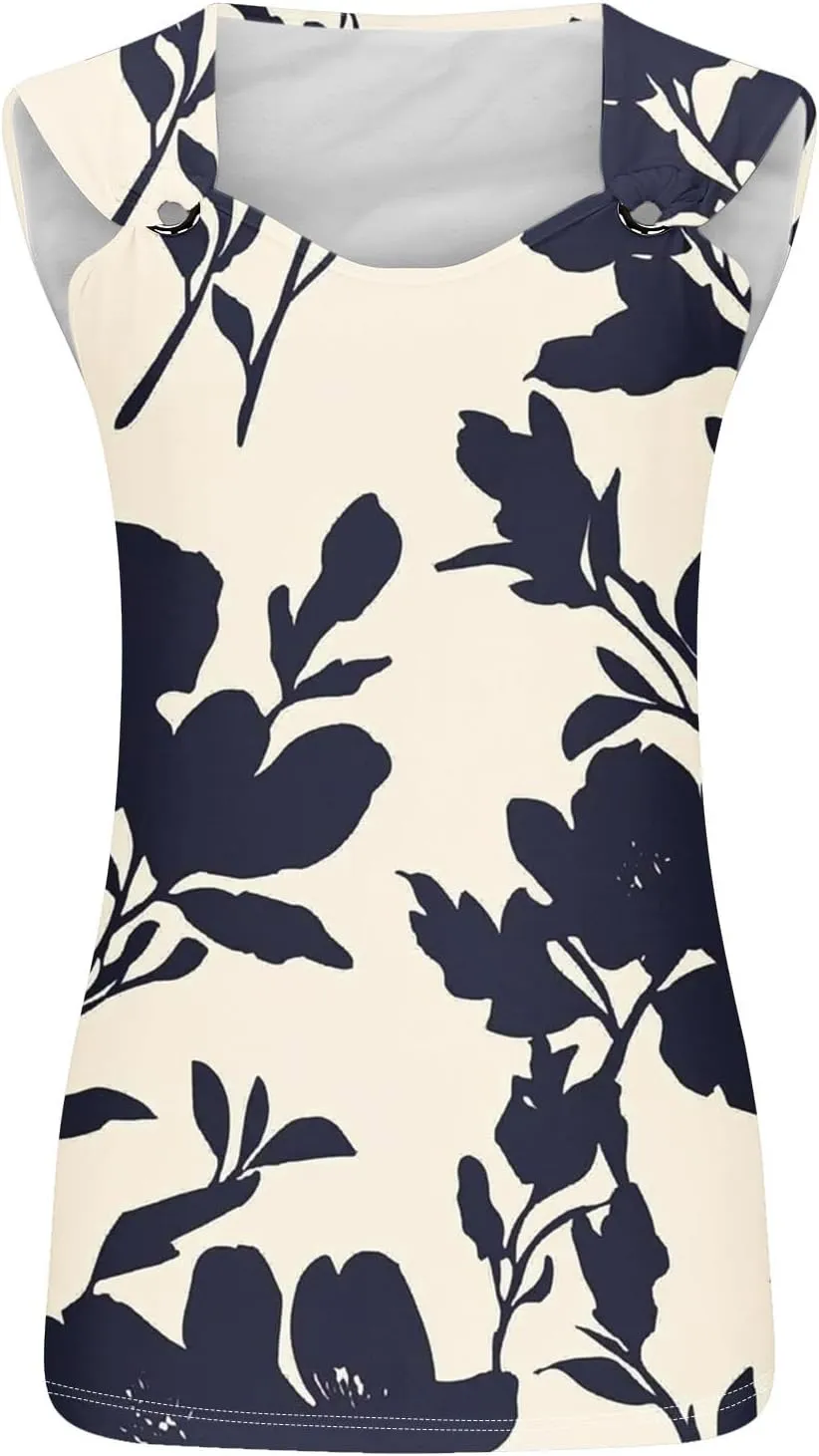Tank Top for Women Vacation 2025 Printed V Neck Sleeveless Loose Camisole Tops Summer Casual Beach Cute Comfy Tank