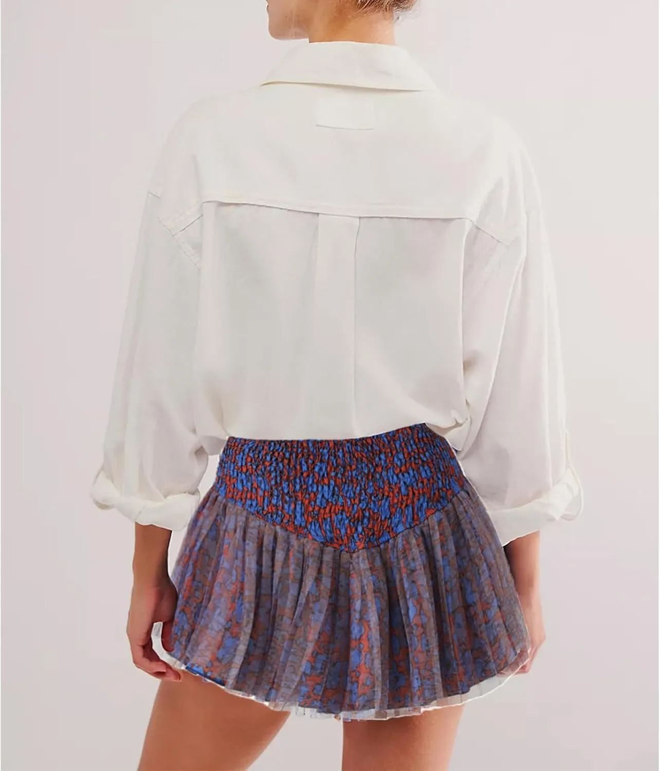 Women's Fashion Pleated Mini Skirts Y2k Floral Print Cross Tie-Up High Waist Short Skirts Summer Casual Skirts