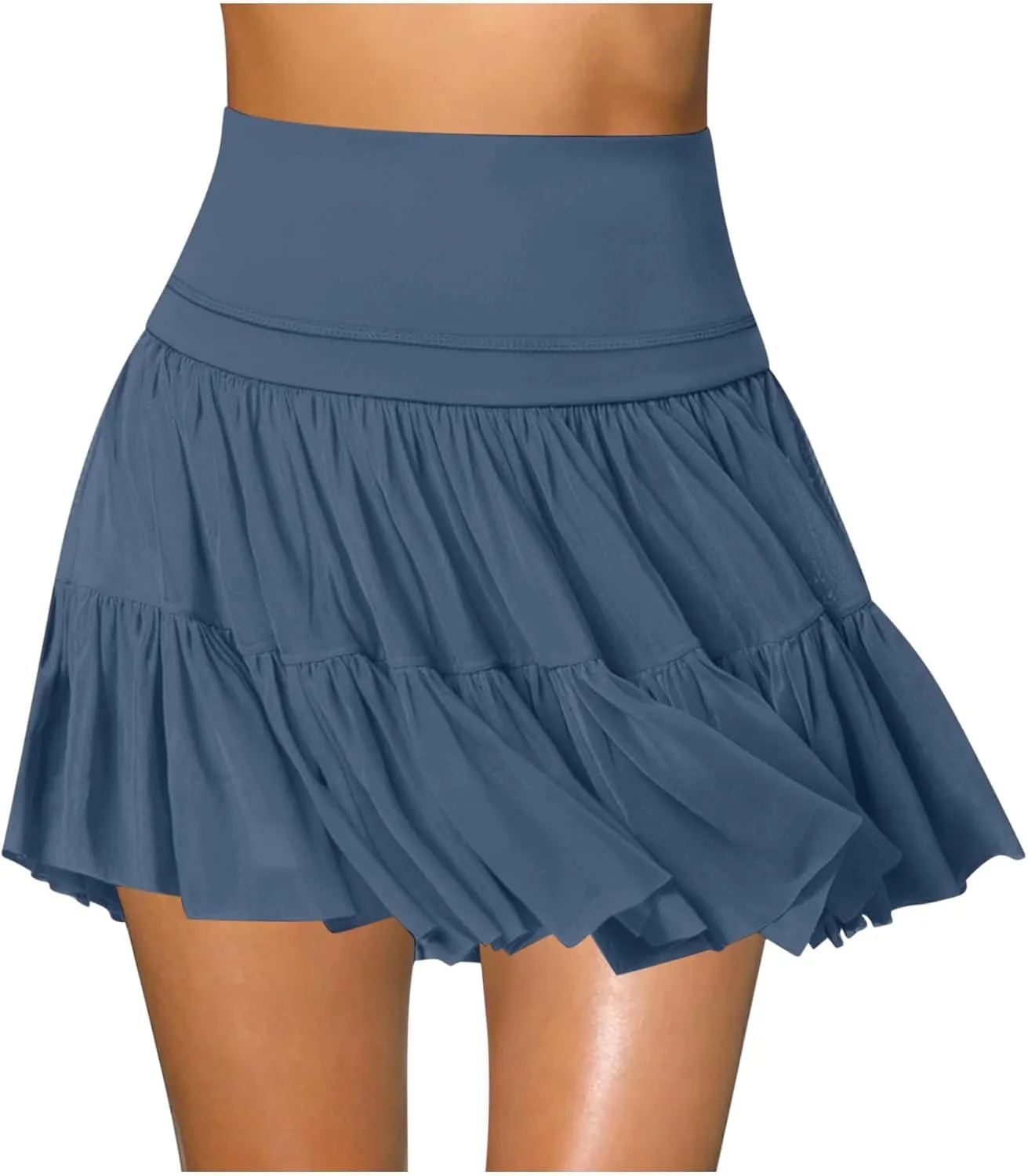 Women's Mini Skirt Skort Flowy Pleated High Waisted Ruffle Tennis Skirts for Women Athletic Skater Golf with Shorts