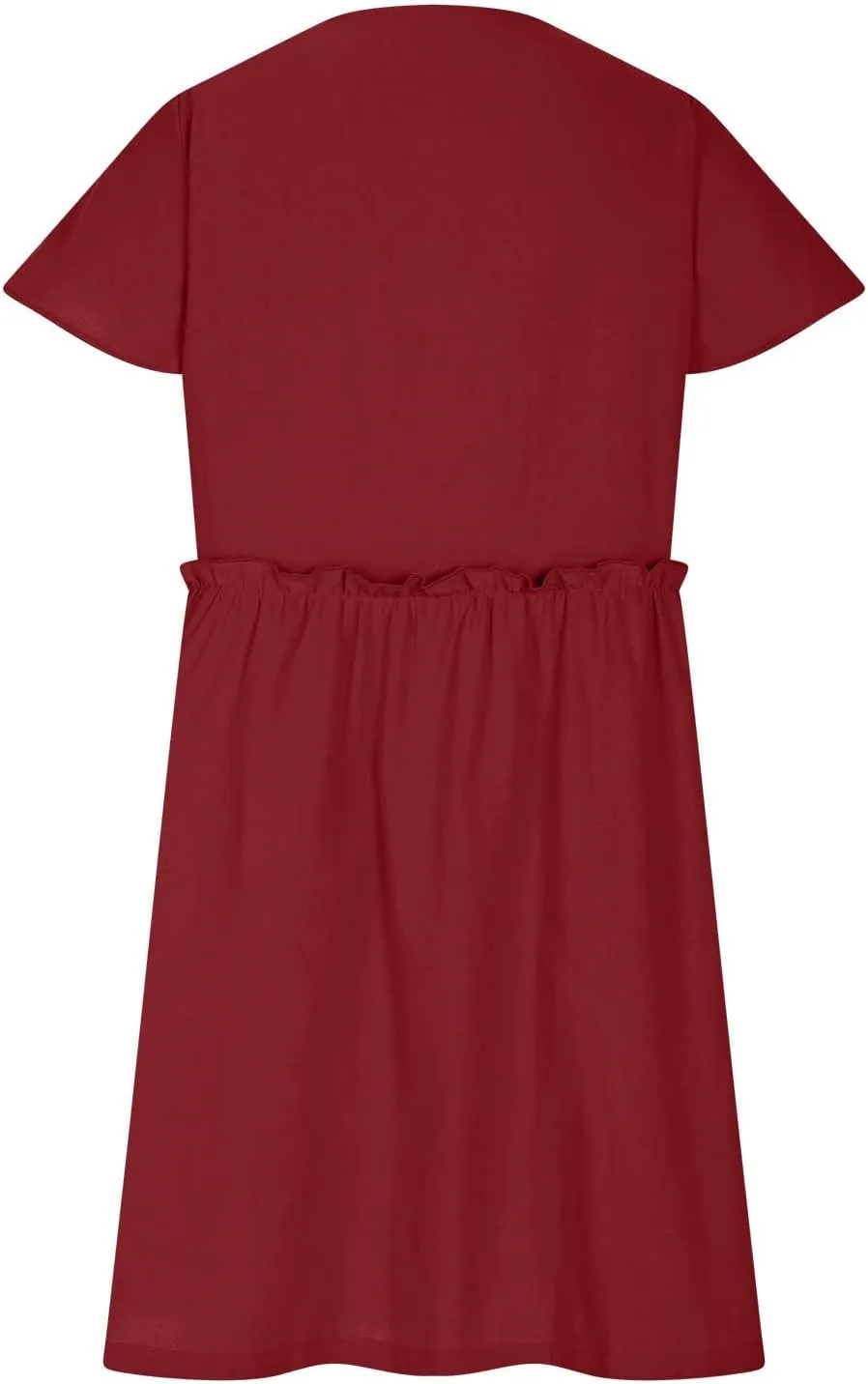 Women's Summer Sun Dresses Loose Fit Solid V Neck Ladies Dress Wide Flowy Hem Comfy Woman Spring Outfits Dress