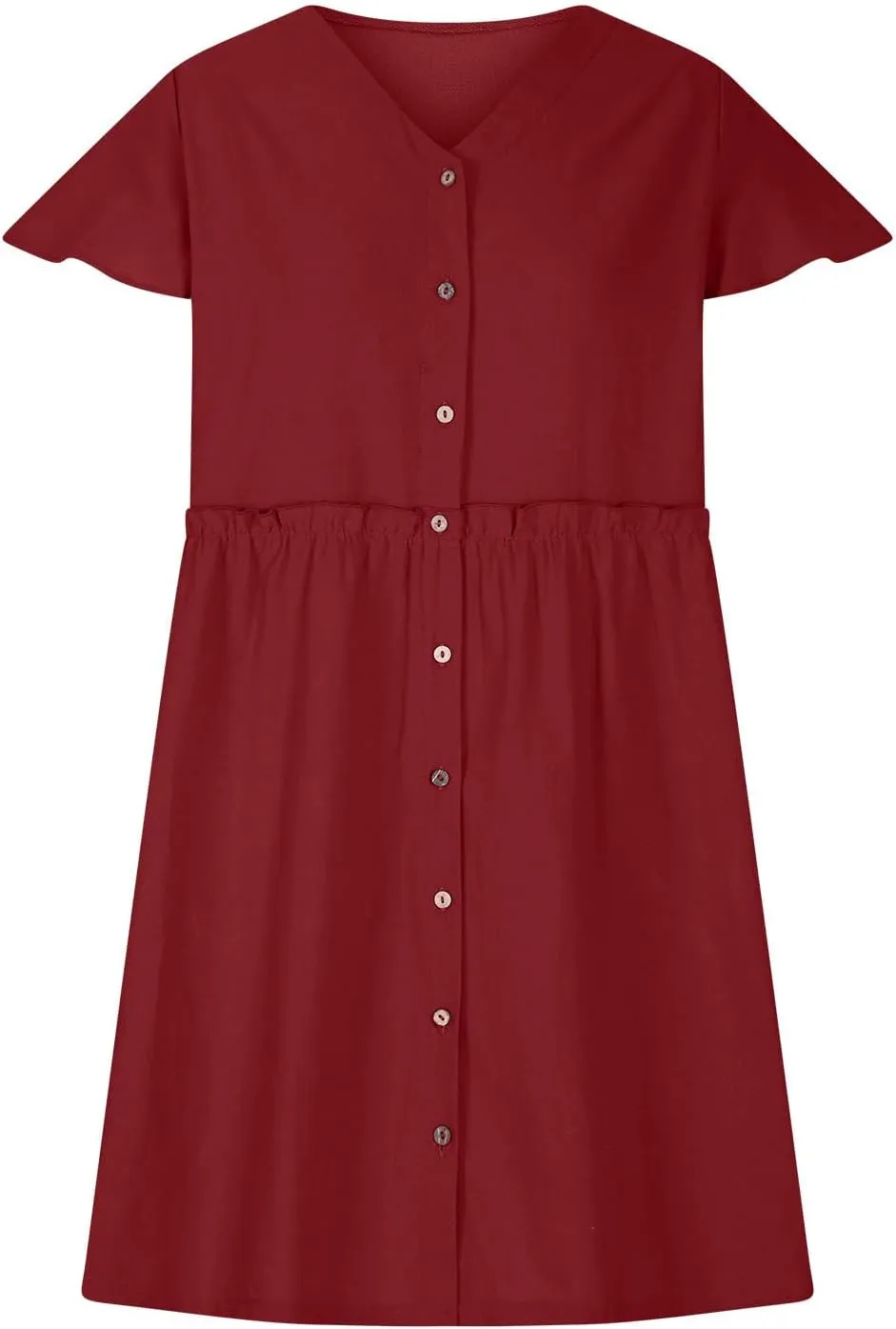 Women's Summer Sun Dresses Loose Fit Solid V Neck Ladies Dress Wide Flowy Hem Comfy Woman Spring Outfits Dress