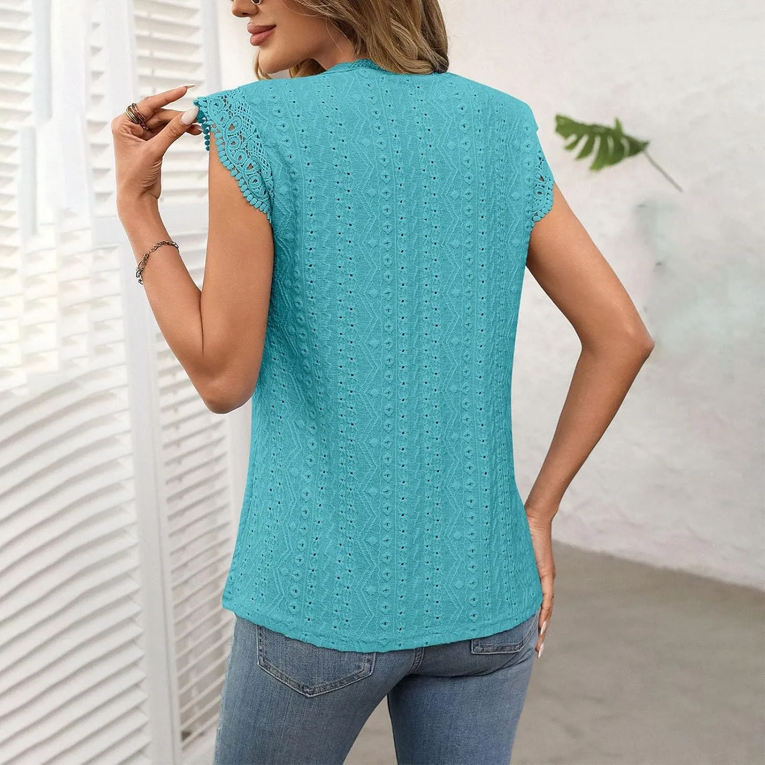 Womens Tops Casual Fashion Crew Neck Solid Color Lace Sleeveless Camisole Summer Vacation Beach 2025 Dressy Tank Top