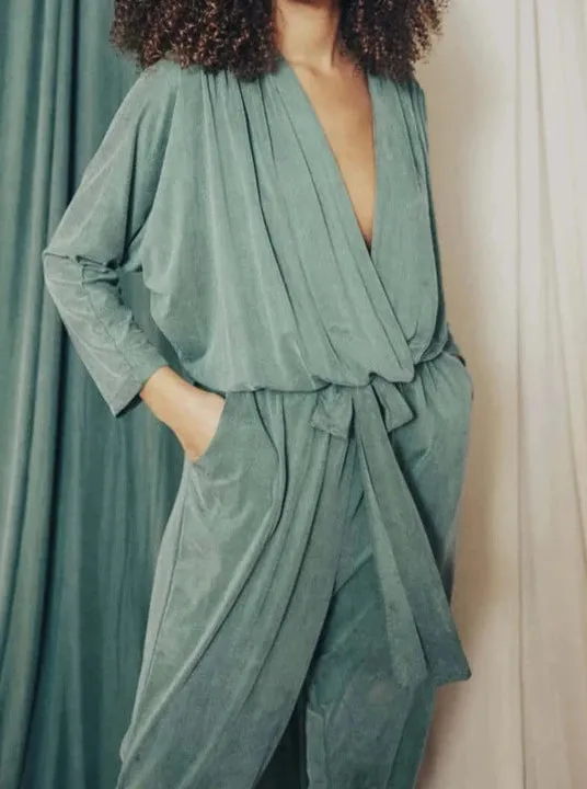 WRAP JUMPSUIT | SAGE GREEN