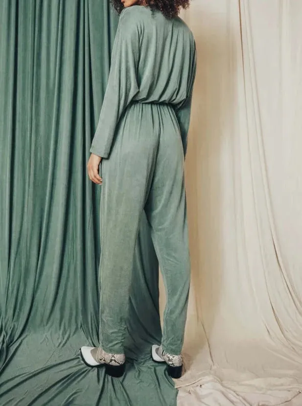 WRAP JUMPSUIT | SAGE GREEN