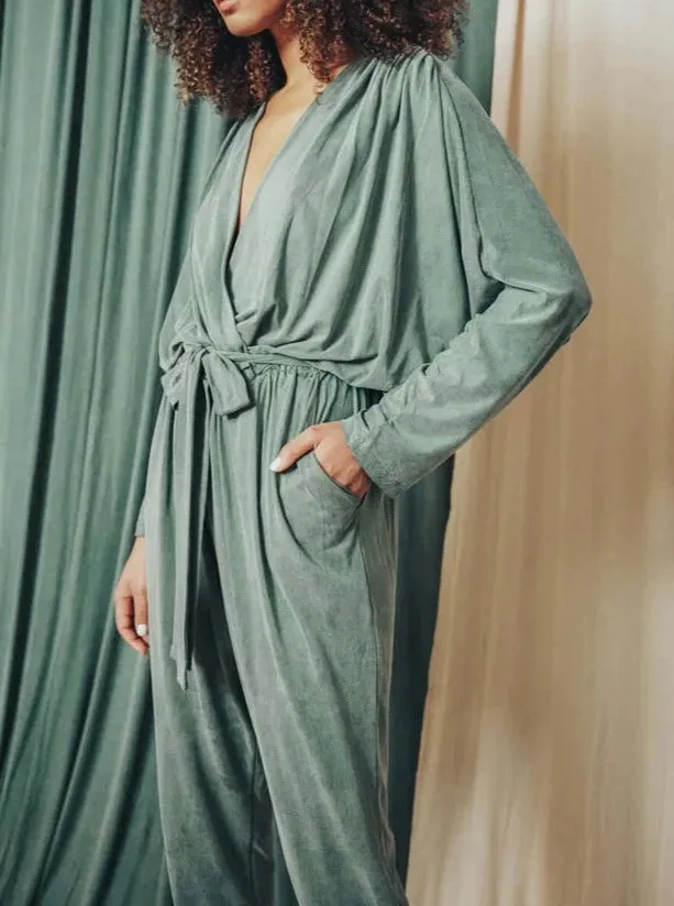 WRAP JUMPSUIT | SAGE GREEN